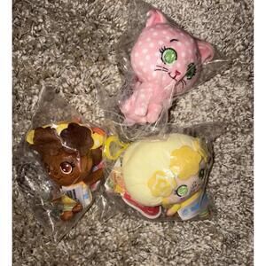 NW Cheebee Strawberry Shortcake 3 Character Plush Backpack Clips